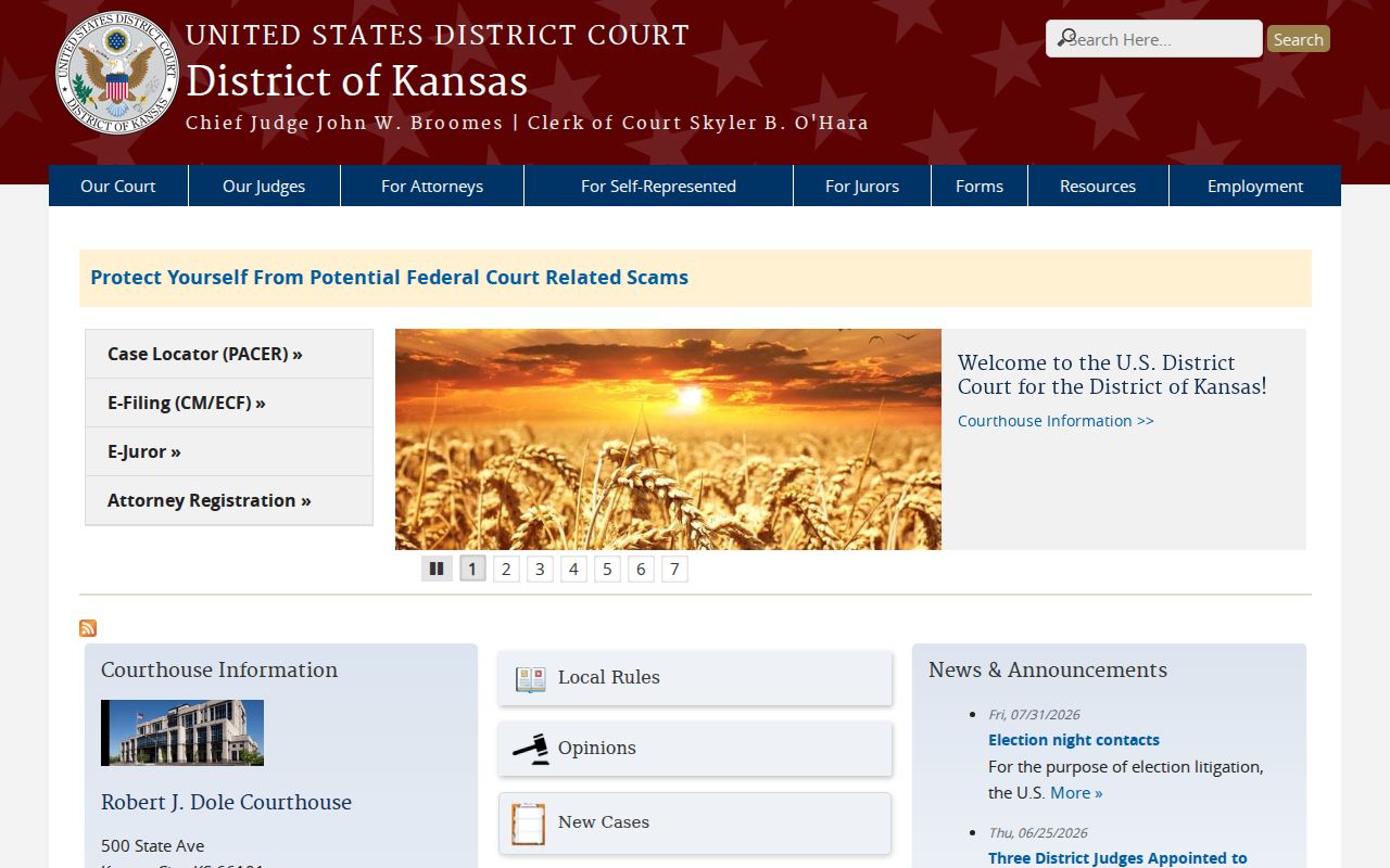 Allen County federal court record access through District of Kansas
